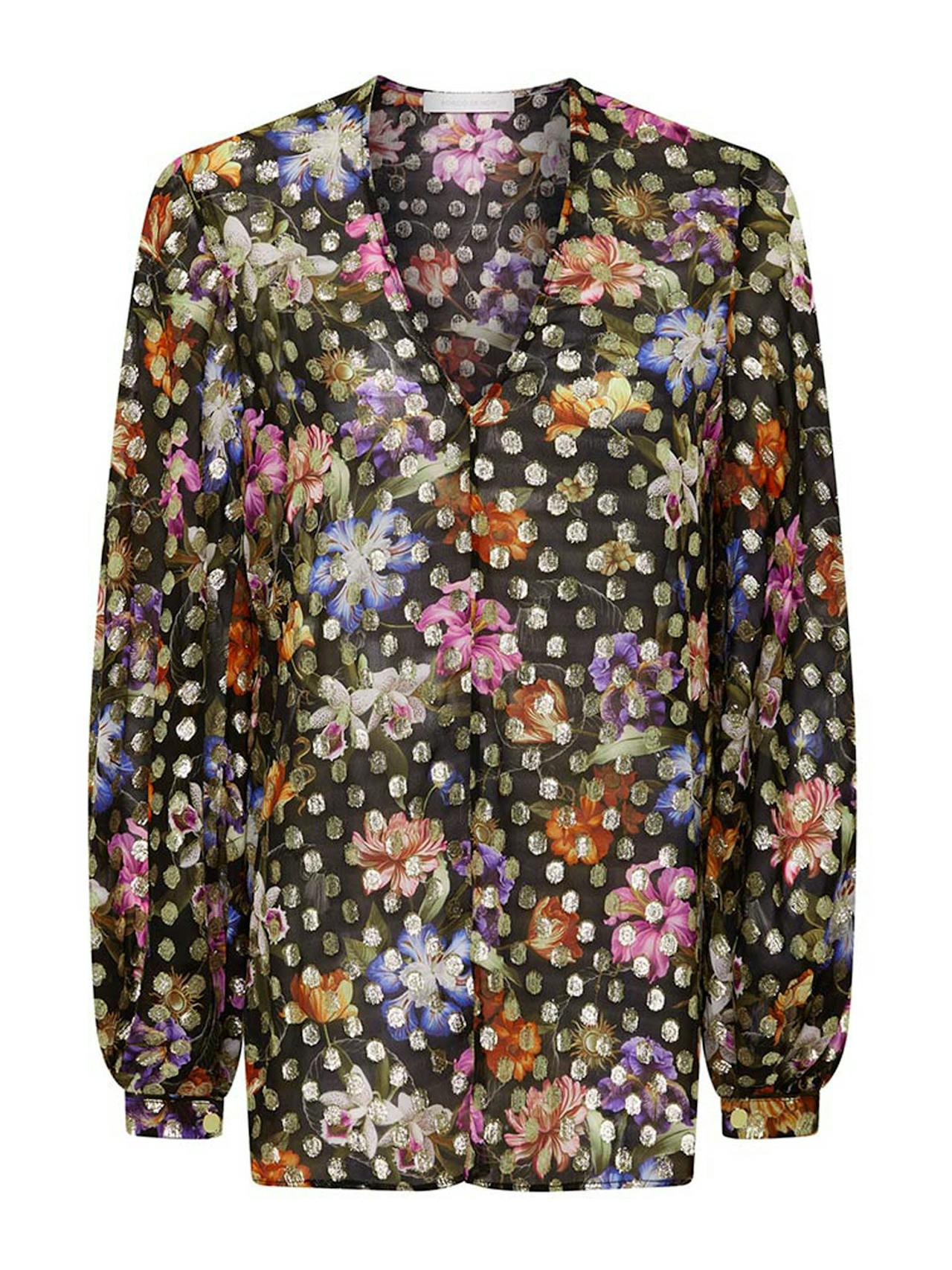 Painterly flower Stellan lamé top