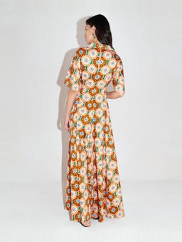 Flower pop orange Posie cotton maxi dress DRESS - HS24 Borgo De Nor    - Collagerie