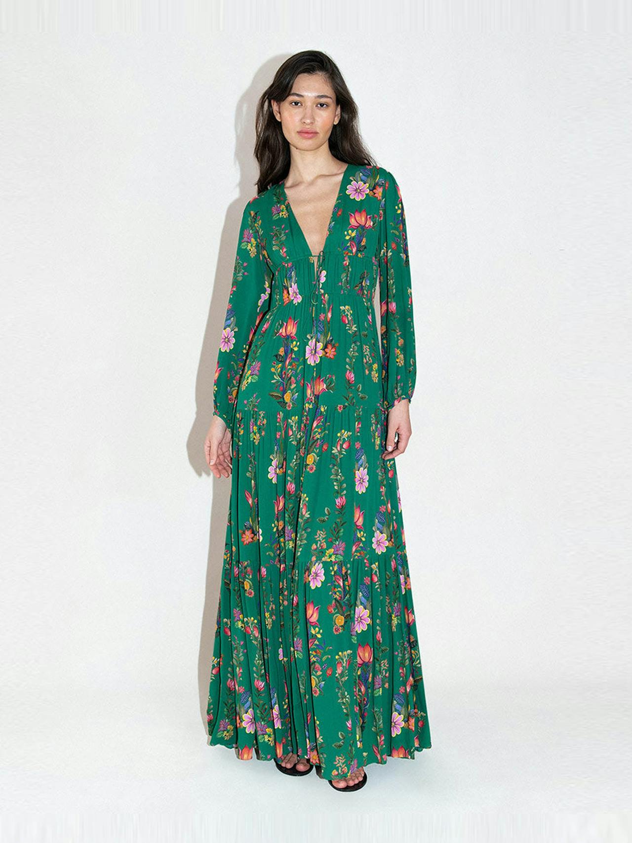 Sierra green Freya crepe maxi dress DRESS - HS24 Borgo De Nor    - Collagerie