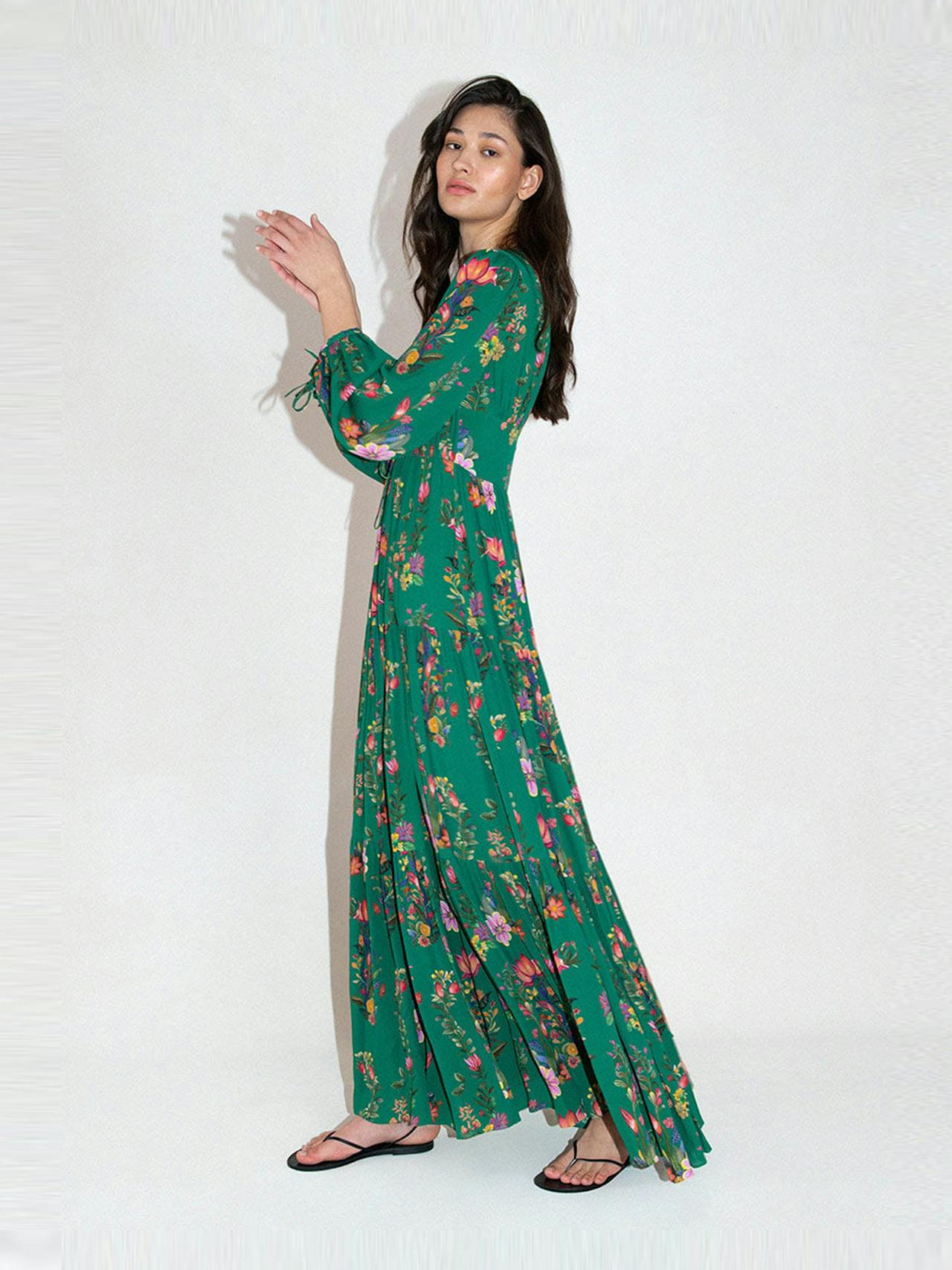 Sierra green Freya crepe maxi dress DRESS - HS24 Borgo De Nor    - Collagerie