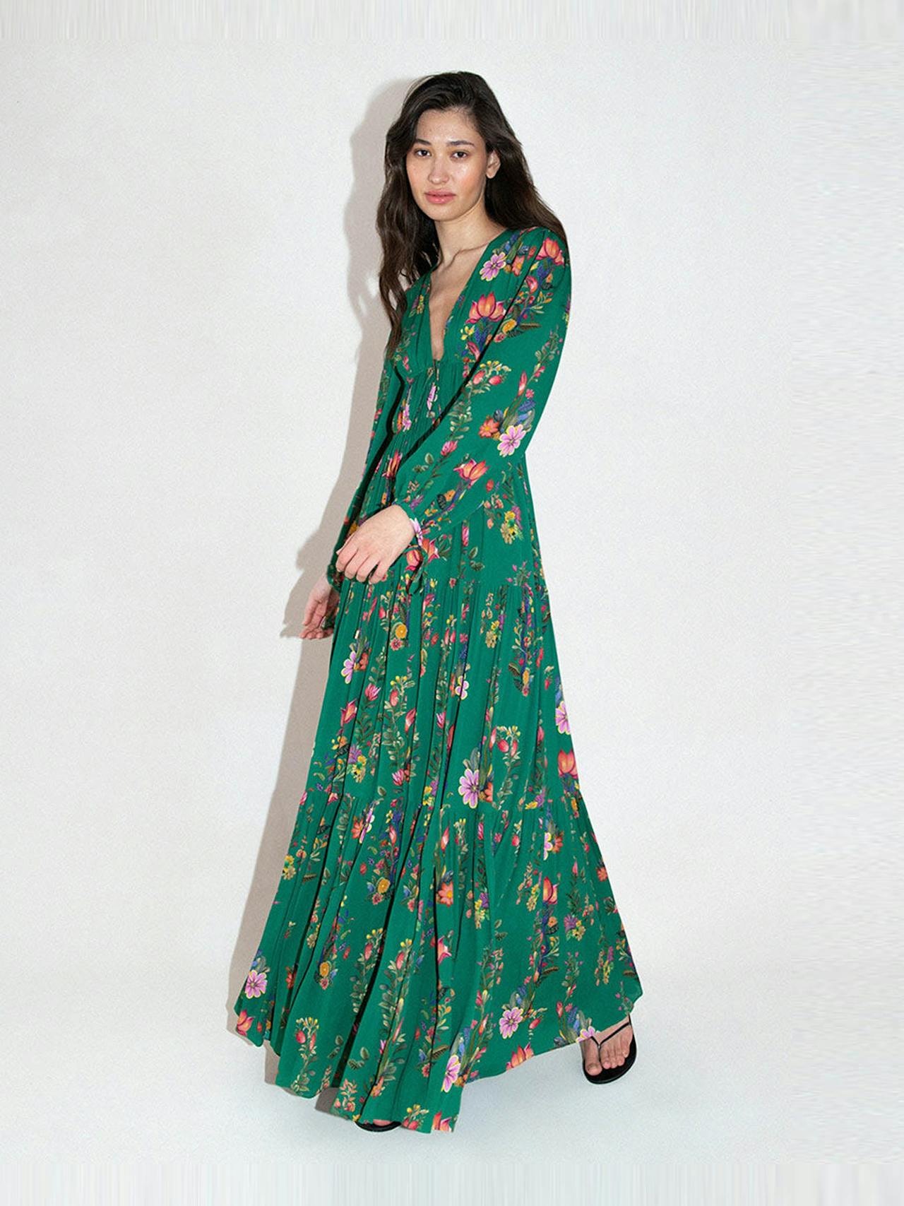 Sierra green Freya crepe maxi dress DRESS - HS24 Borgo De Nor    - Collagerie