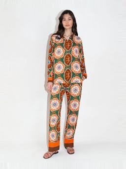 Flower pop orange Havana crepe trousers TROUSER - HS24 Borgo De Nor    - Collagerie