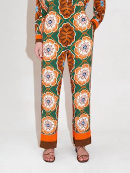 Flower pop orange Havana crepe trousers TROUSER - HS24 Borgo De Nor    - Collagerie