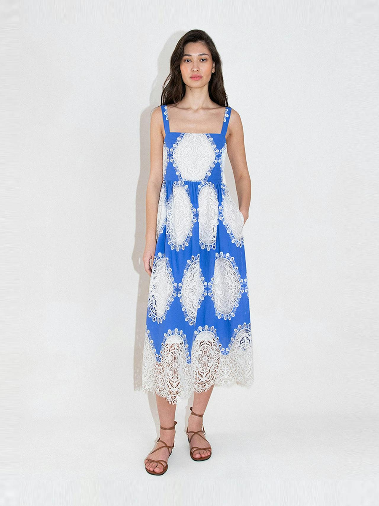 Blue and white Ninet lace midi dress DRESS - HS24 Borgo De Nor    - Collagerie