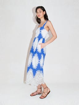 Blue and white Ninet lace midi dress DRESS - HS24 Borgo De Nor    - Collagerie