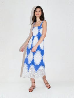 Blue and white Ninet lace midi dress DRESS - HS24 Borgo De Nor    - Collagerie