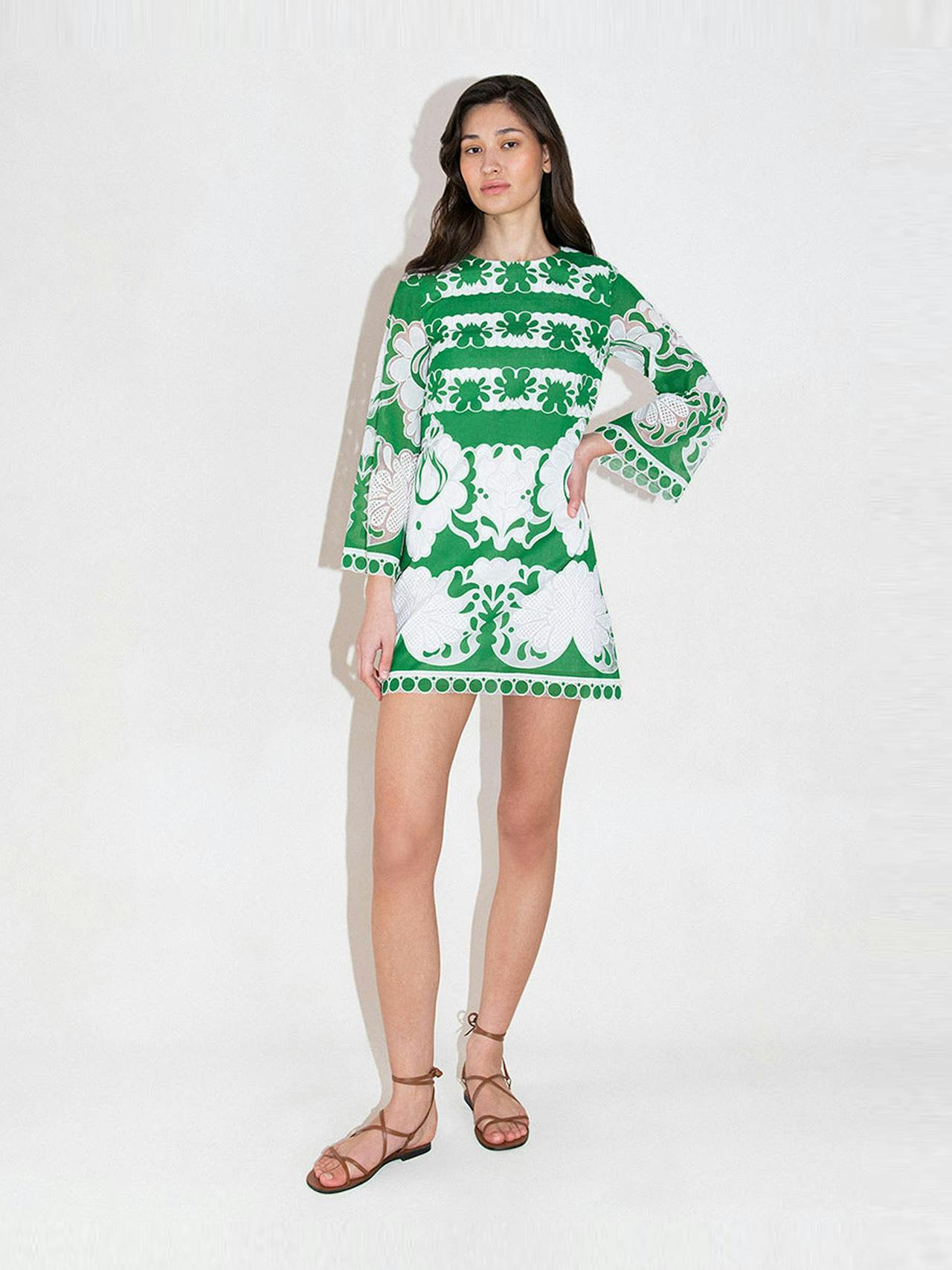 Green and white Stevie burn out mini dress DRESS - HS24 Borgo De Nor    - Collagerie