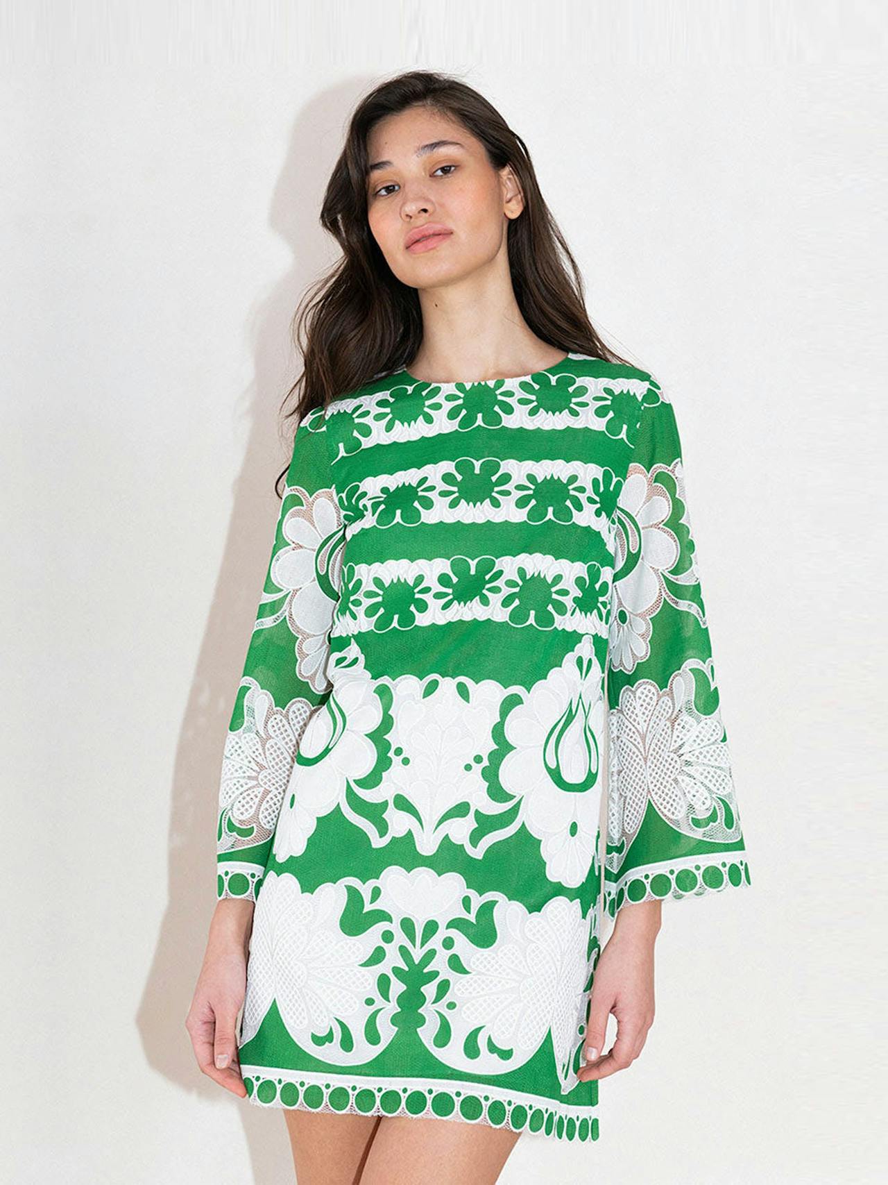 Green and white Stevie burn out mini dress DRESS - HS24 Borgo De Nor    - Collagerie