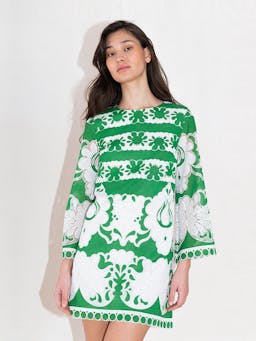 Green and white Stevie burn out mini dress DRESS - HS24 Borgo De Nor    - Collagerie