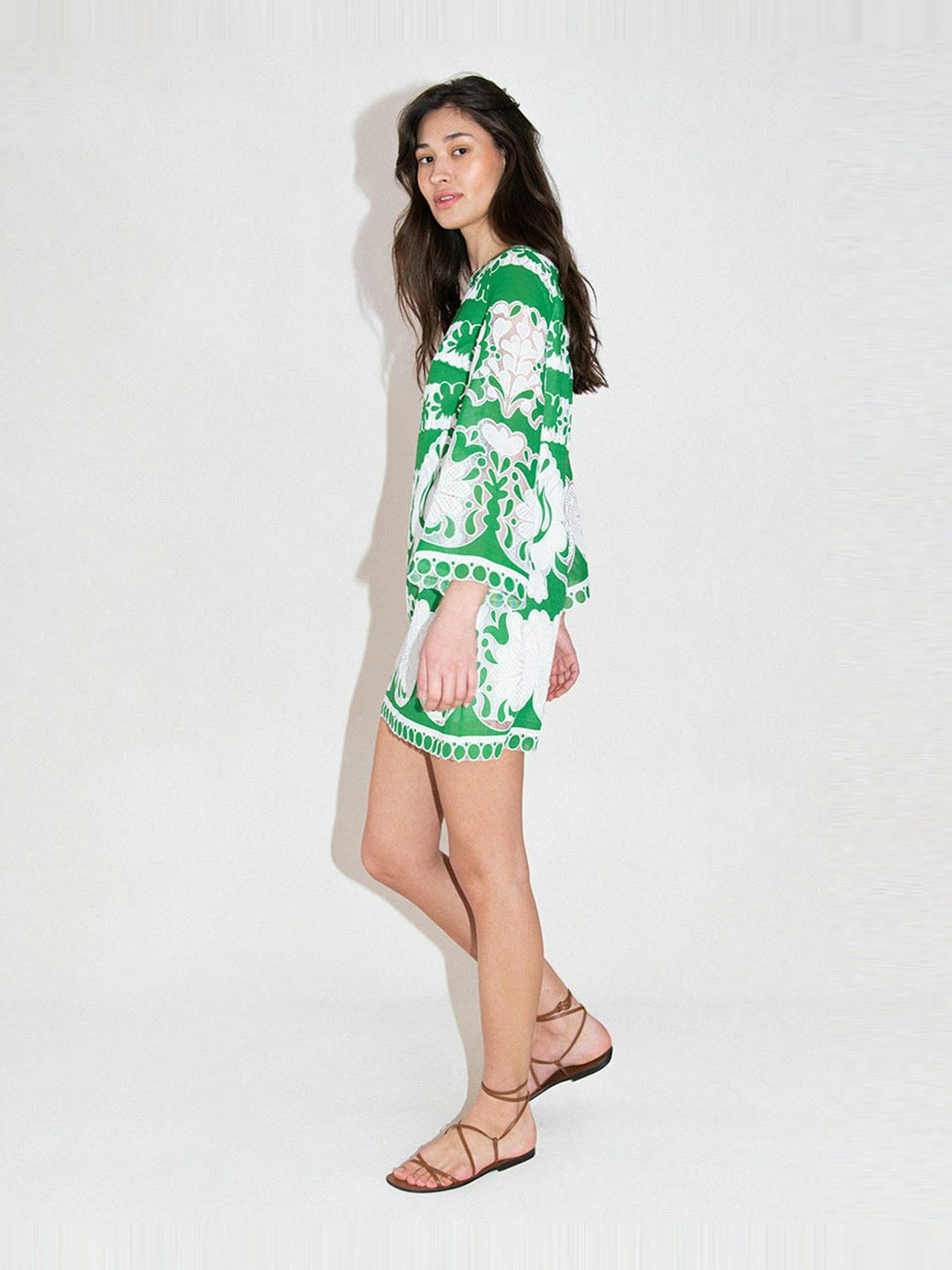 Green and white Stevie burn out mini dress DRESS - HS24 Borgo De Nor    - Collagerie