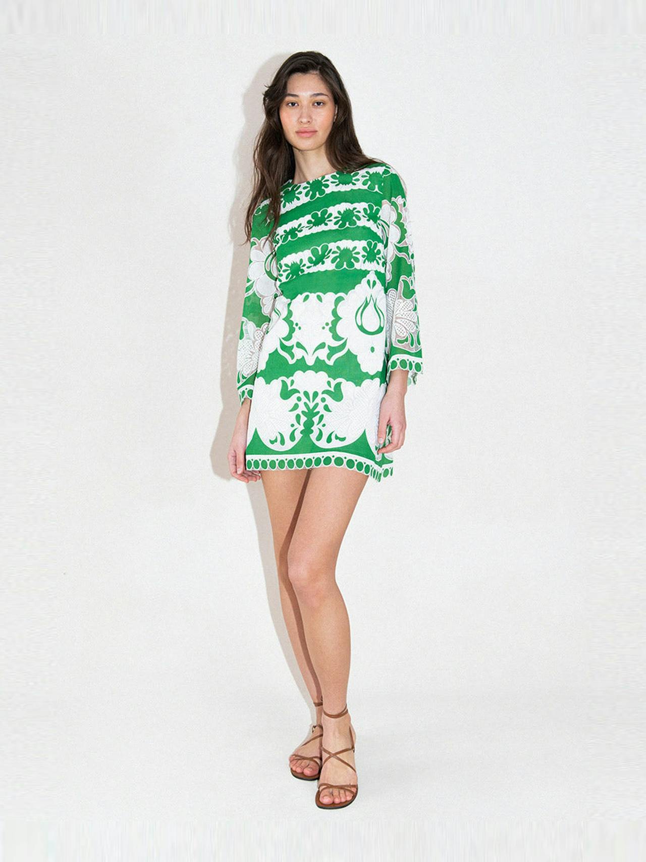 Green and white Stevie burn out mini dress DRESS - HS24 Borgo De Nor    - Collagerie