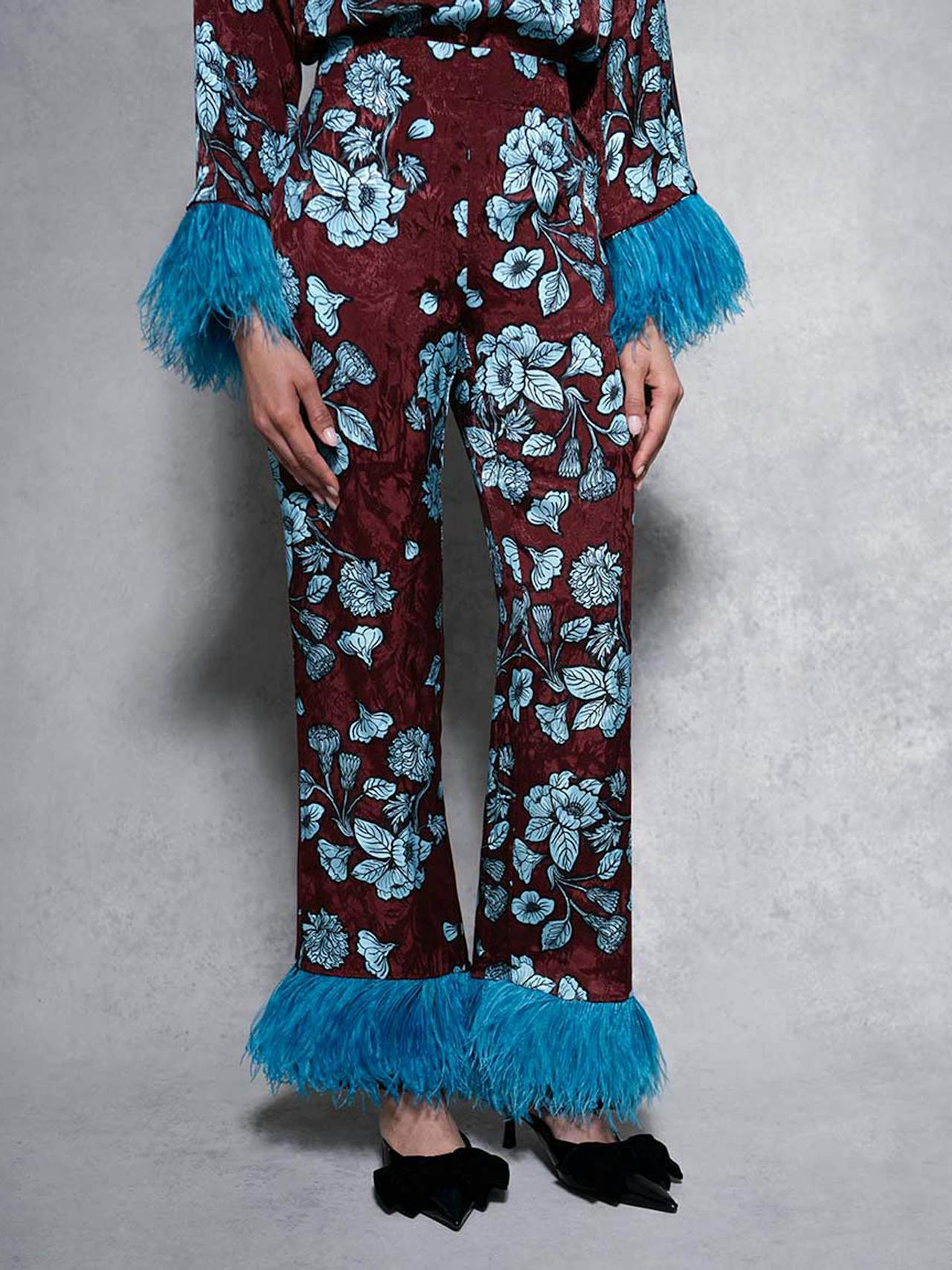 Glass flower blue Romana floral jacquard trousers TROUSER - AW24 Borgo De Nor    - Collagerie