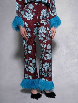 Glass flower blue Romana floral jacquard trousers TROUSER - AW24 Borgo De Nor    - Collagerie