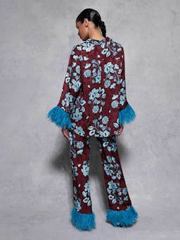 Glass flower blue Romana floral jacquard trousers TROUSER - AW24 Borgo De Nor    - Collagerie