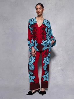 Glass flower burgundy Havana crepe trousers TROUSER - AW24 Borgo De Nor    - Collagerie