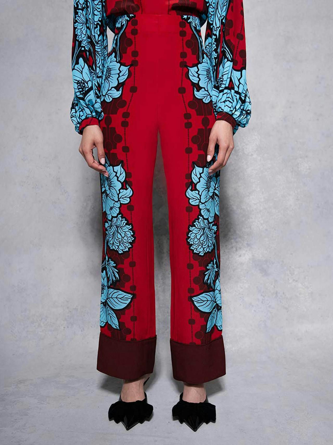 Glass flower burgundy Havana crepe trousers TROUSER - AW24 Borgo De Nor    - Collagerie