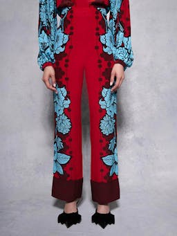 Glass flower burgundy Havana crepe trousers TROUSER - AW24 Borgo De Nor    - Collagerie