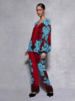 Glass flower burgundy Havana crepe trousers TROUSER - AW24 Borgo De Nor    - Collagerie