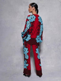 Glass flower burgundy Havana crepe trousers TROUSER - AW24 Borgo De Nor    - Collagerie