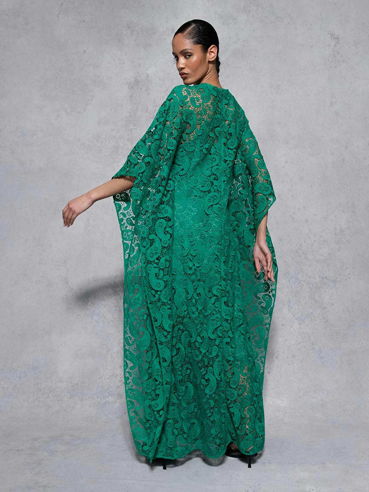 Emerald paisley Eloise lace maxi dress DRESS - AW24 Borgo De Nor    - Collagerie