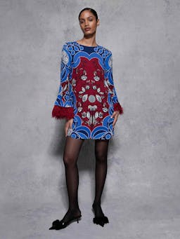 Enchantress blue Cocoa crepe mini dress DRESS - AW24 Borgo De Nor    - Collagerie