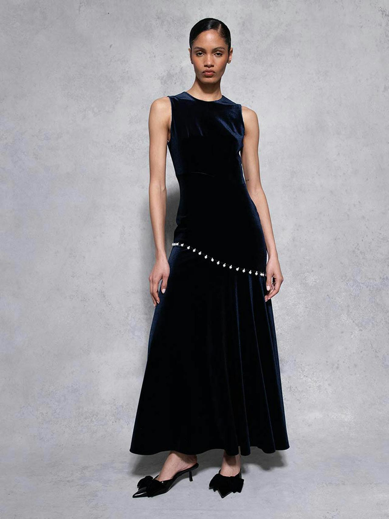 Navy Sole velvet maxi dress DRESS - AW24 Borgo De Nor    - Collagerie