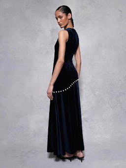 Navy Sole velvet maxi dress DRESS - AW24 Borgo De Nor    - Collagerie