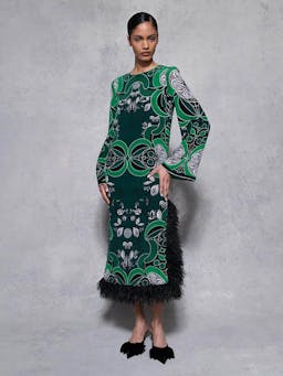 Enchantress green Seraphina crepe midi dress DRESS - AW24 Borgo De Nor    - Collagerie