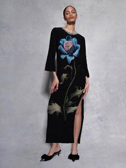 Painterly flower Capucine crepe midi dress DRESS - AW24 Borgo De Nor    - Collagerie