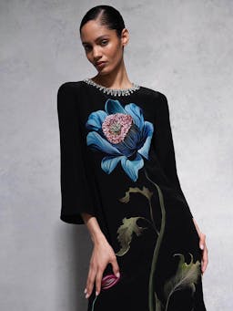 Painterly flower Capucine crepe midi dress DRESS - AW24 Borgo De Nor    - Collagerie