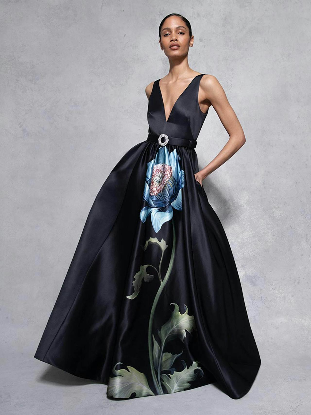 Painterly flower Arabella taffeta gown DRESS - AW24 Borgo De Nor    - Collagerie