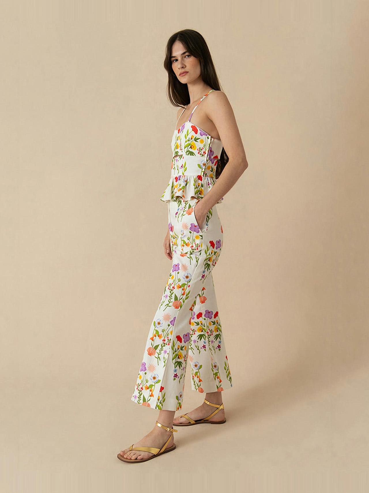 Terrazo flower white Yves pique trousers TROUSER - SS24 Borgo De Nor    - Collagerie