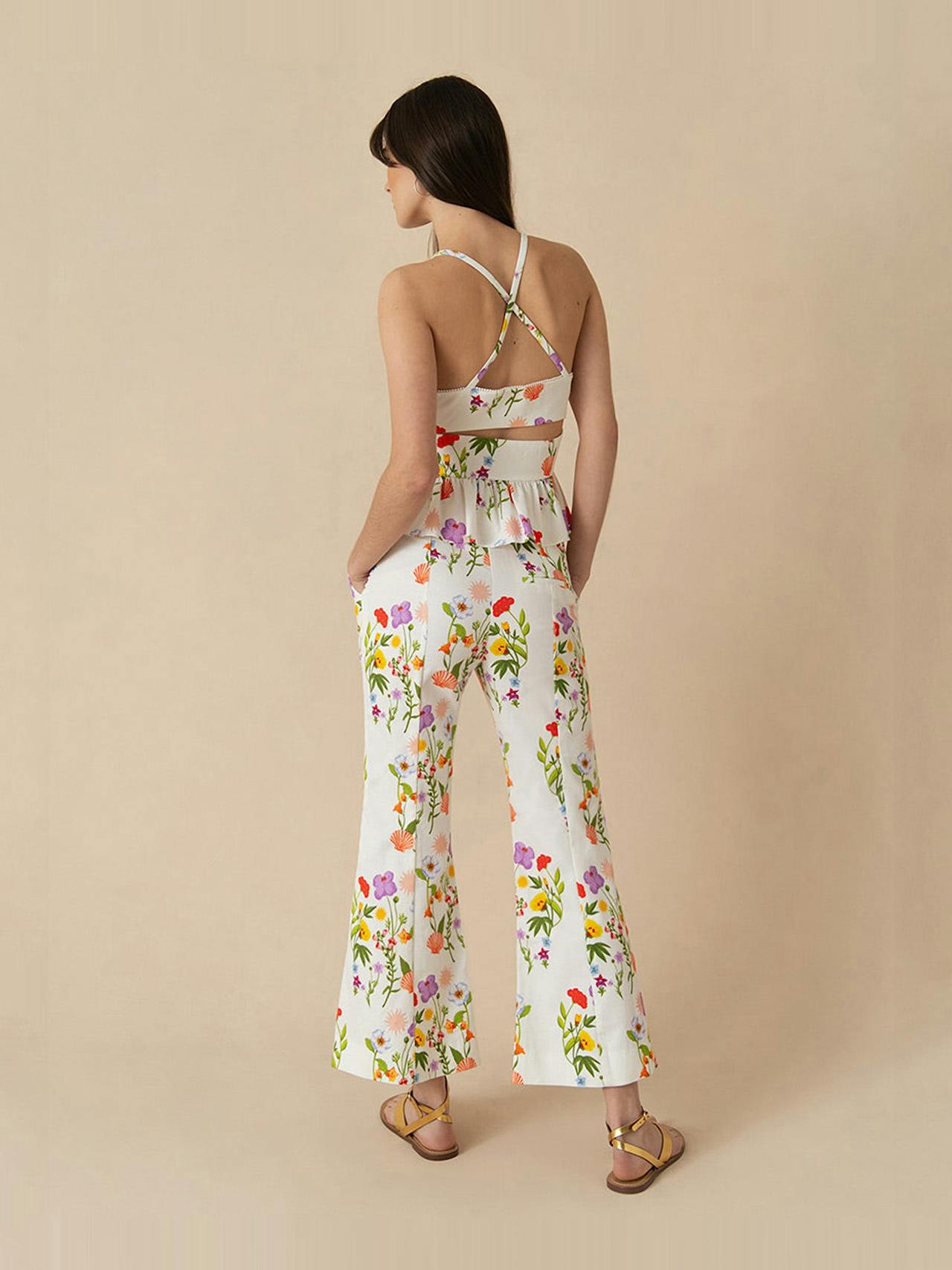 Terrazo flower white Yves pique trousers TROUSER - SS24 Borgo De Nor    - Collagerie