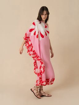 70s flower pink Ginger crepe midi dress DRESS - SS24 Borgo De Nor    - Collagerie