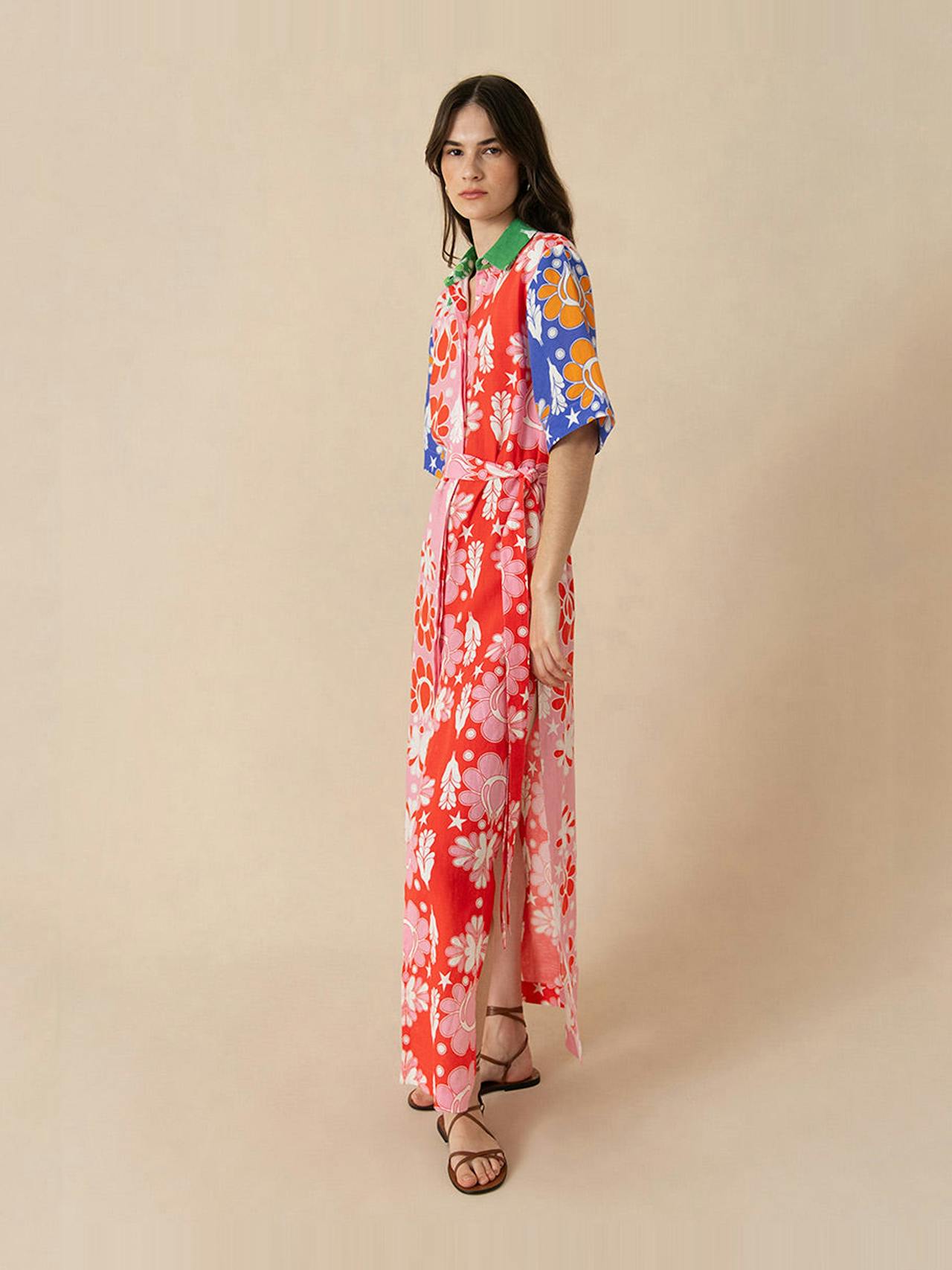 Multicoloured, floral linen Penny maxi dress DRESS - SS24 Borgo De Nor    - Collagerie