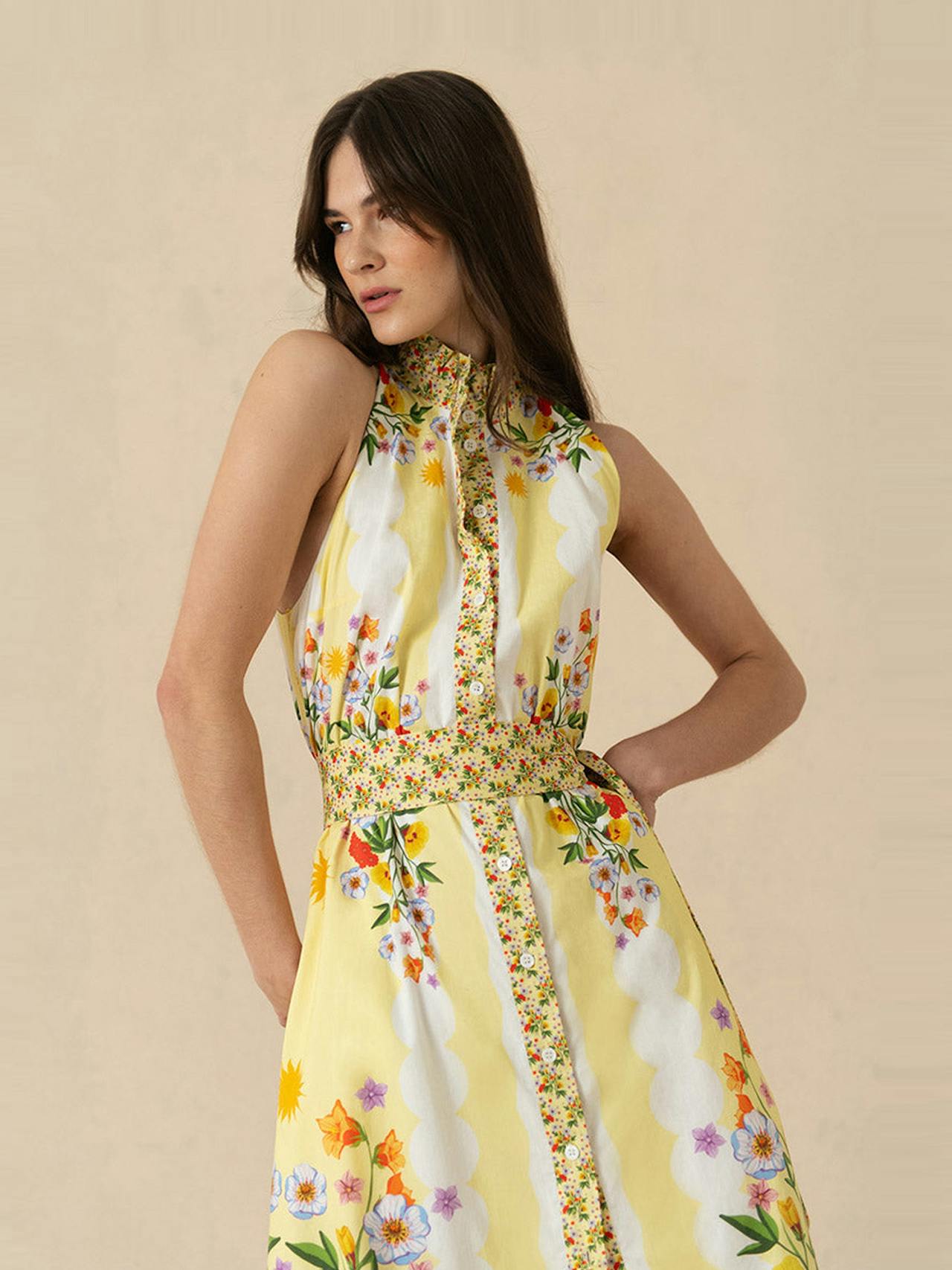 Terrazo yellow Biba cotton maxi dress DRESS - SS24 Borgo De Nor    - Collagerie