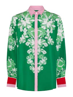 Geo flower green Nova crepe shirt TOP - SS24 Borgo De Nor    - Collagerie