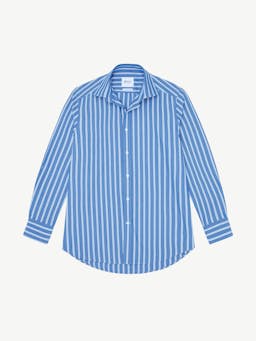 The Boyfriend shirt in blue multi-stripe poplin Clothing With Nothing Underneath    - Collagerie