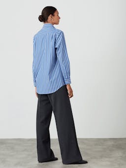 The Boyfriend shirt in blue multi-stripe poplin Clothing With Nothing Underneath    - Collagerie