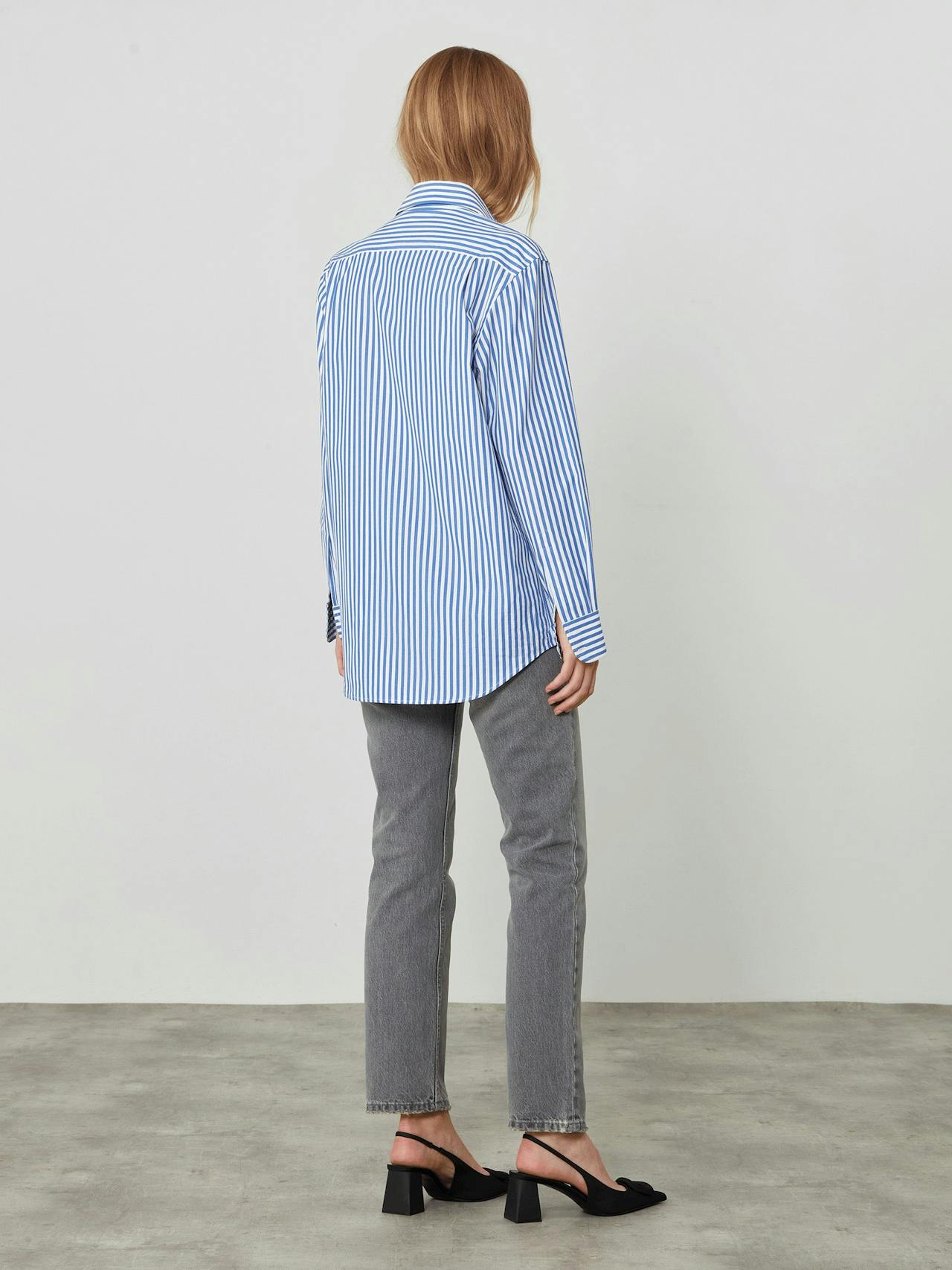 The Royal Blue Stripe fine poplin Boyfriend shirt Clothing With Nothing Underneath    - Collagerie