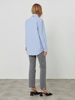 The Royal Blue Stripe fine poplin Boyfriend shirt Clothing With Nothing Underneath    - Collagerie