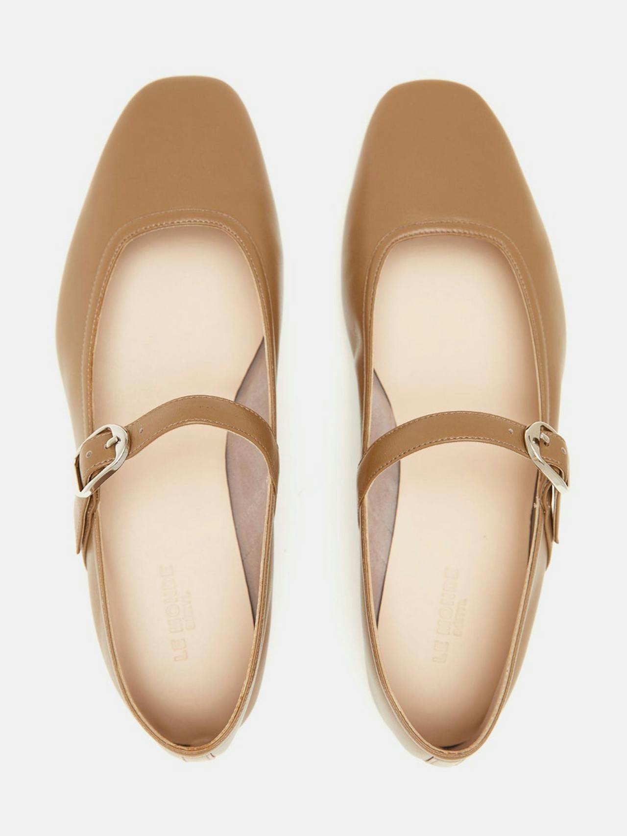 Taupe leather ballet Mary Jane flats Footwear Le Monde Beryl    - Collagerie