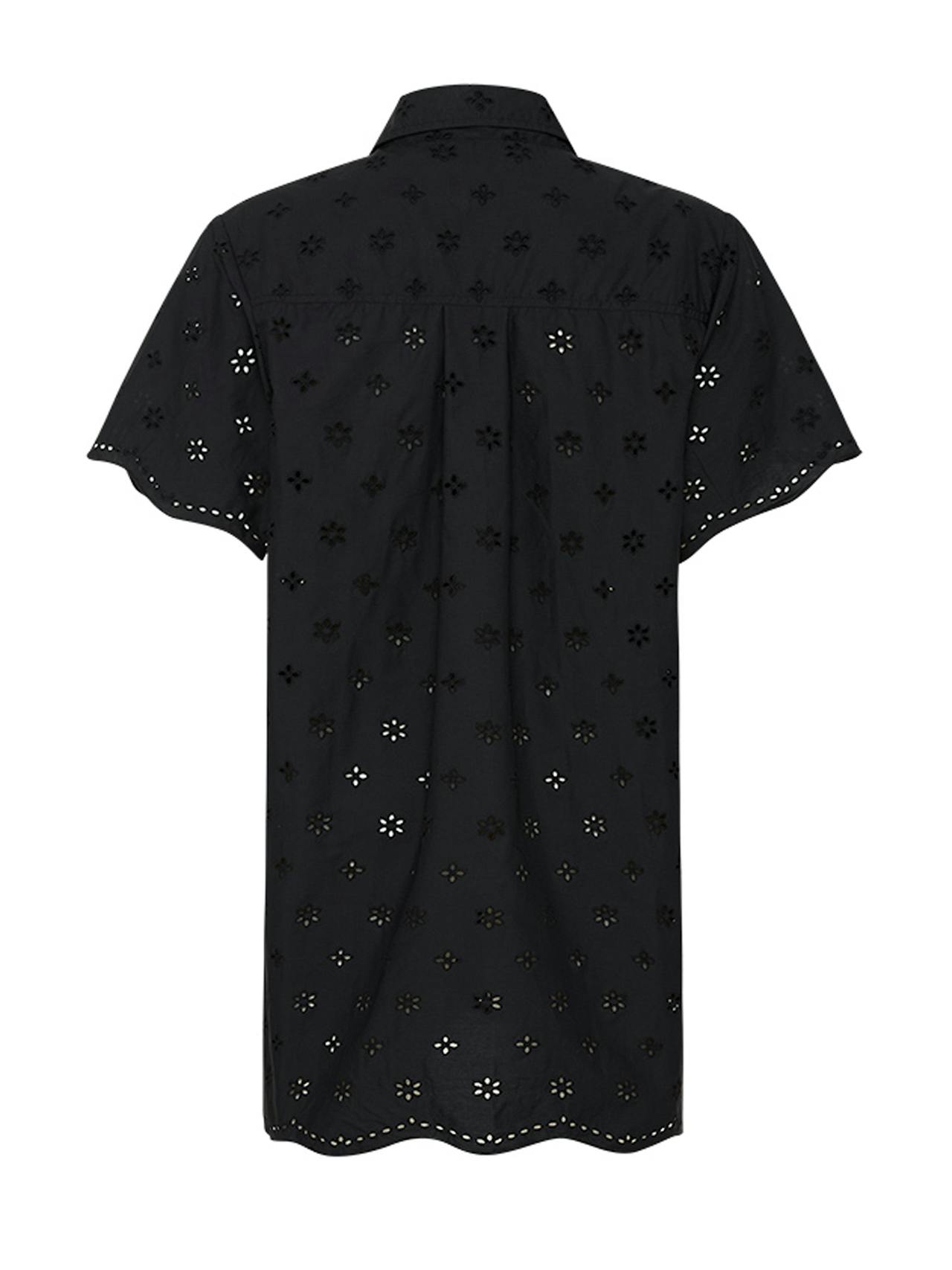 Black floral broderie mini shirt dress
