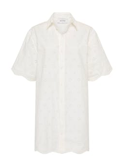 White floral broderie mini shirt dress Womens Apparel - Dresses Matteau    - Collagerie