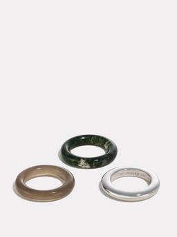 Moss and grey agate Stone trilogy stack ring Rings By Pariah    - Collagerie