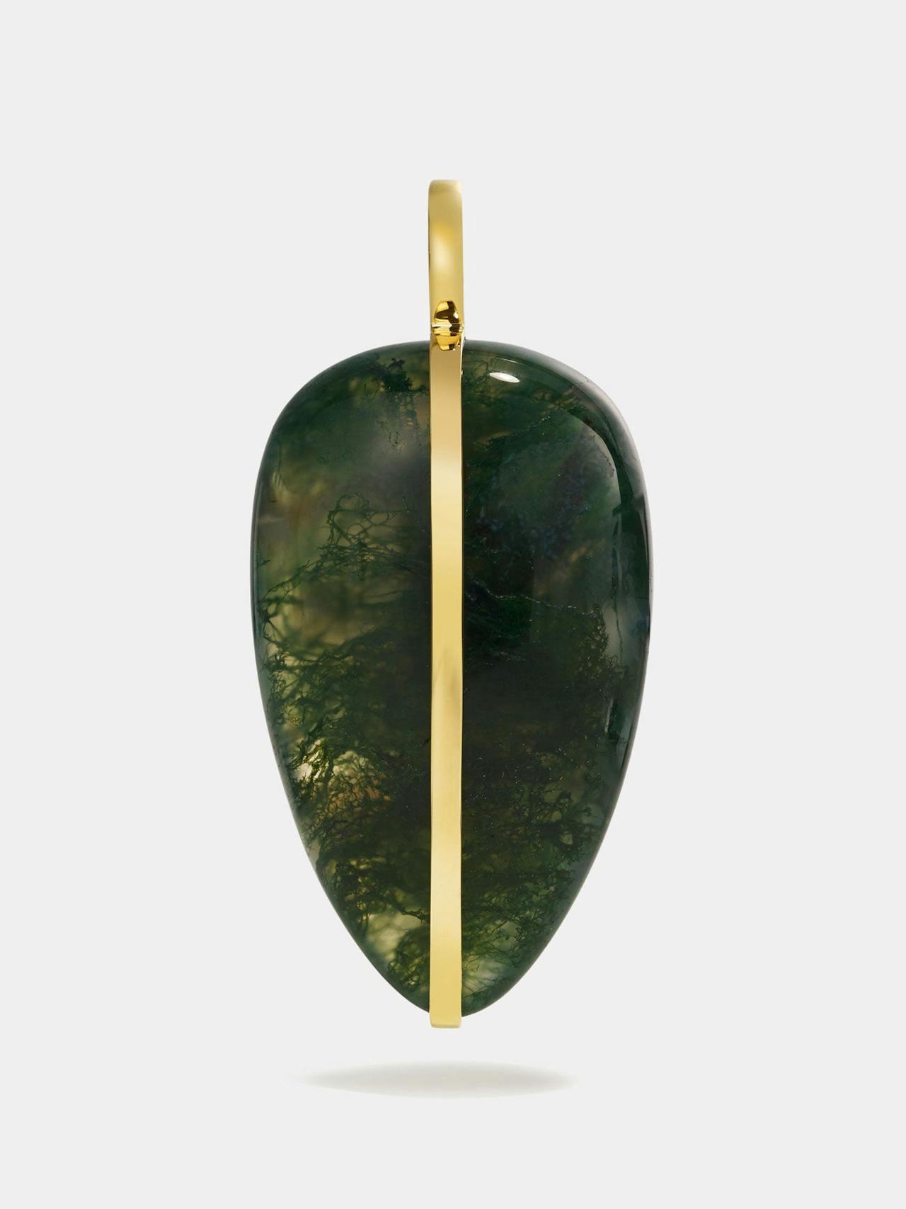 XL pebble pendant in moss agate