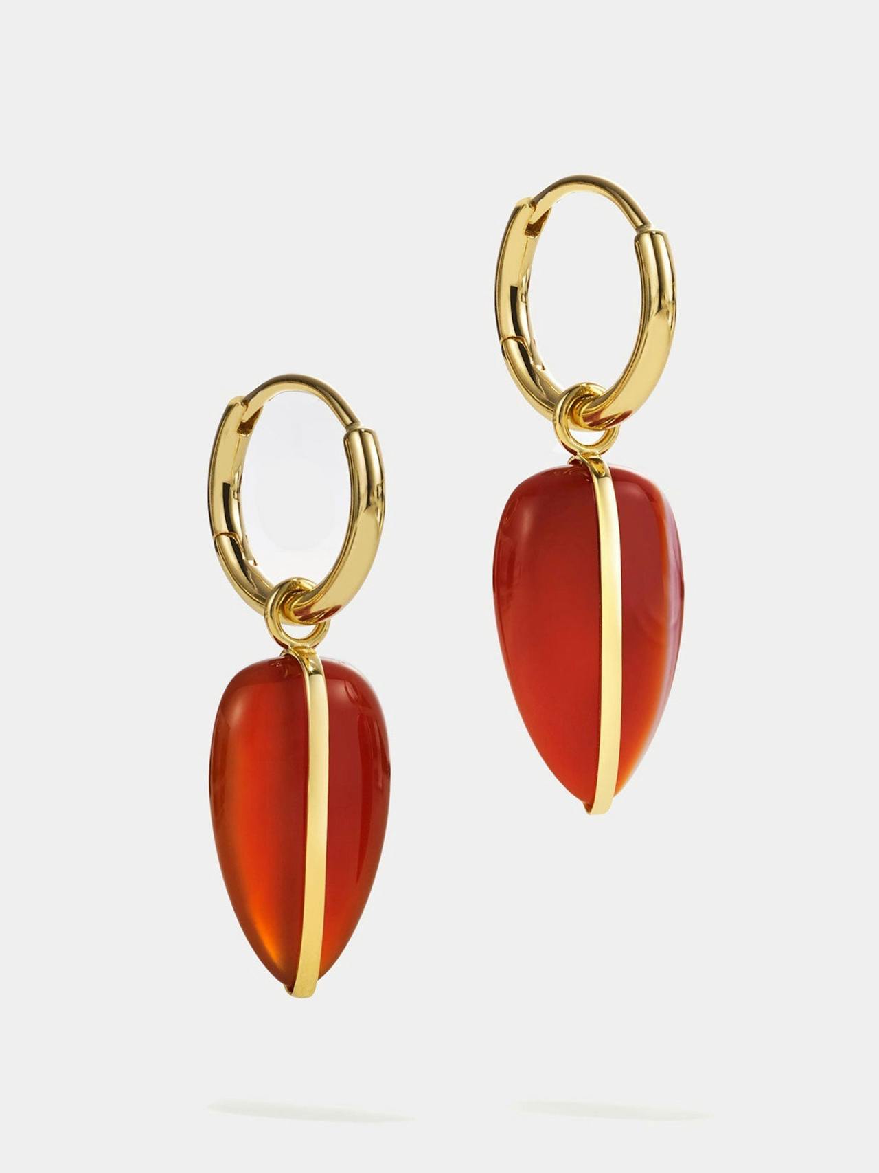 14K pebble earrings red carnelian