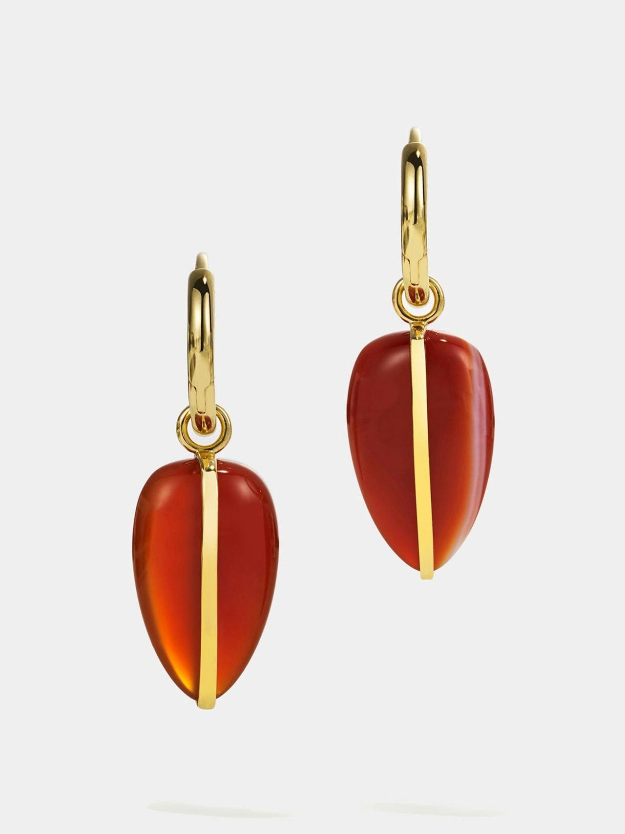 14K pebble earrings red carnelian Earrings By Pariah    - Collagerie