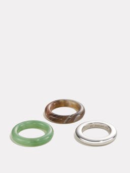 Botswana agate and green aventurine Stone trilogy stack ring Rings By Pariah    - Collagerie