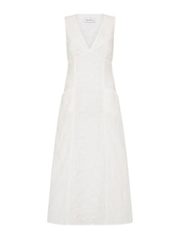 White floral broderie plunge dress Womens Apparel - Dresses Matteau    - Collagerie